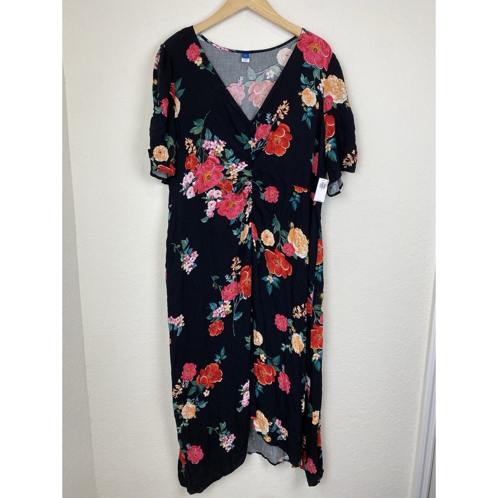 Old Navy 3x Maxi Dress Rayon Milkmaid floral Puff Sleeve Cottagecore
